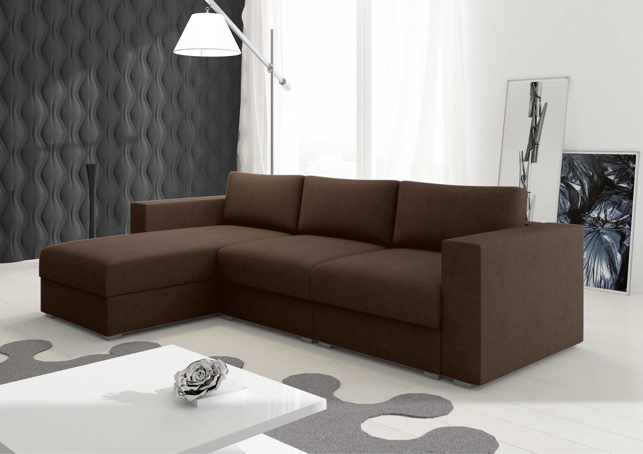 Modułowy narożnik z przeszyciami w kolorze brązowym